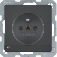 Gniazdo z/u i podświetleniem orientacyjnym LED, antracyt, aksamit lakierowany, Q.x | 6765106086 Hager