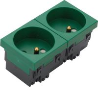 Gniazdo 2P+Z 33st. podwójne 45x45mm bezhalogenowe zielone Tehalit.GB-EG | EER2336029 Hager