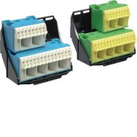 Bloki zaciskowe PE/N na wsporn. 2x28otw. 6x16mm222x4mm2 QuickConnect - zestaw 2szt., QuickConnect | FZ384 Hager