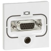 Gniazdo HD15 żeńskie + Jack 3,5mm, złącza śrubowe białe, 2 moduły Mosaic | 078774 Legrand