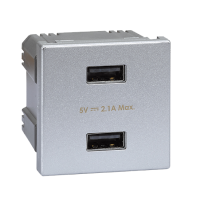 Ładowarka USB K45 (45x45) gniazdo typ A 5V/2,1A, aluminium, K126E/8, Simon Connect | K126E/8 Kontakt Simon