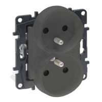 Gniazdo podwójne 2x2p+z do ramek wielokr, zaciski śrub, z przesłoną styków, kolor stalowy Niloe Step | 863434 Legrand