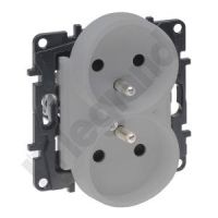 Gniazdo podwójne 2x2p+z do ramek wielokr, zac śrub, z przesłoną styków, kolor aluminium Niloe Step | 863334 Legrand