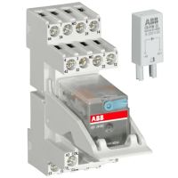 Przekaźnik interfejsowy z podstawą  250V 6A 4C/O (SPDT), 24V DC, CR-M024DC4SS42V, zaciski śrubowe | 1SVR405613R1010 ABB