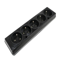 Gniazdo pięciokrotne,5x2p+Z, rozbieralne, , czarny GN-570 | T-11015 Plastrol