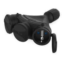 Gniazdo trzykrotne z klapką hermet. 3x2p+Z IP44 EXTREM, SCHUKO, rozberialne, czarno-czarny GN-X3/44S | W-01166 Plastrol