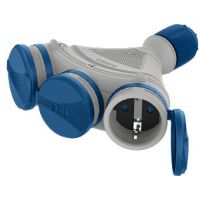 Gniazdo trzykrotne z klapką hermetyczną, 3x2p+Z IP54, EXTREM, rozberialne, szaro-niebieski GN-X3/54 | W-01157 Plastrol