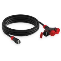 Przedłużacz budowlany 3gniazdowy, SCHUKO, IP44, 16A , H05RR-F, 3x2,5, 5m, czarno-czerwony  | W-01188 Plastrol
