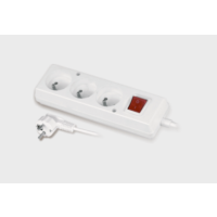 Przedłużacz z trzykrotnym gniazdem z wyłącznikiem, 3x2p+Z 10A 3m, biały PS-370WS/3,0 | T-10611 Plastrol