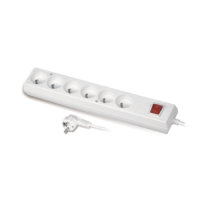 Przedłużacz z sześcioktotnym gniazdem z wyłącznikiem, 6x2p+Z, 10A 5m, biały PS-670WS/5,0 | T-10622 Plastrol