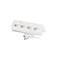 Przedłużacz z czterokrotnym gniazdem , 4x2p+Z, 10A 1,5m, biały PS-470/1,5 | T-10565 Plastrol