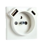 Element centralny do gniazda z uziemieniem z USB typ A + C (Logus 90 / Base) perłowy | 90650TPE Efapel