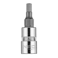 Końcówka sześciokątna H4 na nasadce 1/4", krótka, 37mm | 10-311 NEO TOOLS