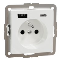 Gniazdo ładowania USB 2P+PE z przesłonami i gniazdem ładowania USB A+C 3A białe | SDD111072 Schneider Electric