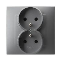 Gniazdo podwójne z uziemieniem szary mat SZAFIR | GP-2ZZ/70 Ospel