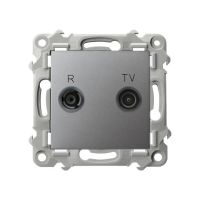 Gniazdo RTV przelotowe 14-dB szary mat SZAFIR | GPA-14ZP/m/70 Ospel