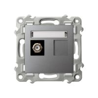 Gniazdo antenowe typu F pojedyncze szary mat SZAFIR | GPA-1ZF/m/70 Ospel