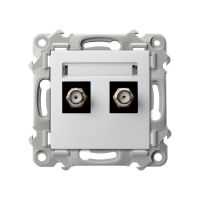 Gniazdo antenowe typu F podwójne biały SZAFIR | GPA-2ZF/m/00 Ospel