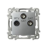 Gniazdo RTV-SAT z dwoma wyjściami SAT srebro SZAFIR | GPA-Z2S/m/18 Ospel