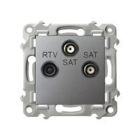 Gniazdo RTV-SAT z dwoma wyjściami SAT szary mat SZAFIR | GPA-Z2S/m/70 Ospel