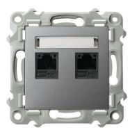 Gniazdo komputerowe podwójne, kat. 5e szary mat SZAFIR | GPK-2Z/K/m/70 Ospel