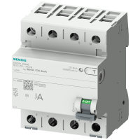 Wyłącznik różnicowoprądowy typ A In=63A 4 BIEG. 30mA Un AC:400V N lewy | 5SV3346-6KK60 Siemens