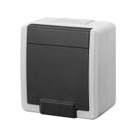 Gniazdo natynkowe pojedyncze z uziemieniem 2p+z  IP 55, szary 7035/7016, AQUANT 2K | 5041-10 Elektro-Plast Nasielsk
