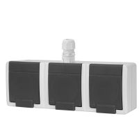 Gniazdo natynkowe potrójne z uziemieniem 3x2p+z poziom IP 65, szary 7035/7016, AQUANT 2K | 5043-65 Elektro-Plast Nasielsk