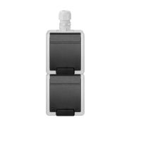 Gniazdo natynkowe podwójne z uziemieniem 2x2p+z pion IP65 szary 7035/7016, AQUANT 2K | 5052-65 Elektro-Plast Nasielsk