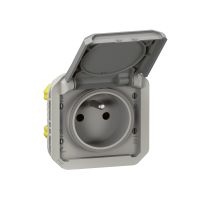 Gniazdo pojedyncze z/u  2P+Z 16A 250V IP55 zaciski automatyczne (mechanizm) szary, Nowe Plexo | 069551L Legrand