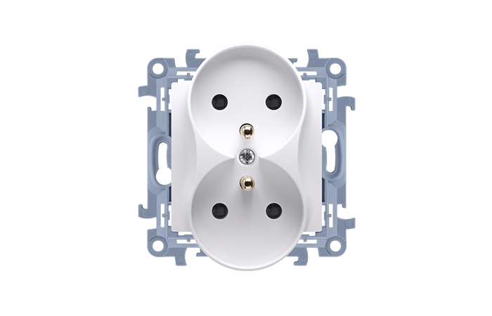 Gniazdo wtyczkowe podwójne z/u 16A, 250V, zaciski śrubowe, biały, Simon 10