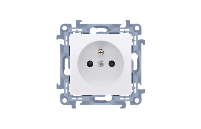 Gniazdo wtyczkowe pojedyncze z/u 16A, 250V, zaciski śrubowe, biały, Simon 10