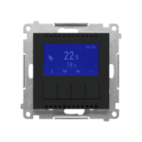 Termostat programowalny z wyświetlaczem (moduł), Czarny mat Simon 55 | TETD1A.01/149 Kontakt Simon