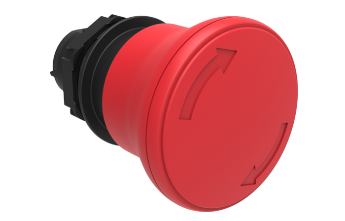 Przycisk sterowniczy grzybkowy, bez adaptera, odblokowanie przez obrót, Fi-40mm,czerwony | LPCB6344 Lovato Electric