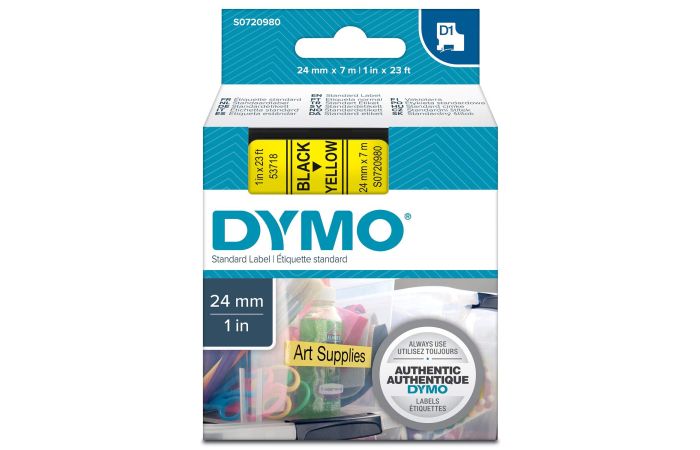 Taśma do drukarek DYMO D1 24mmx7m czarno- żółty $ | S0720980 DYMO