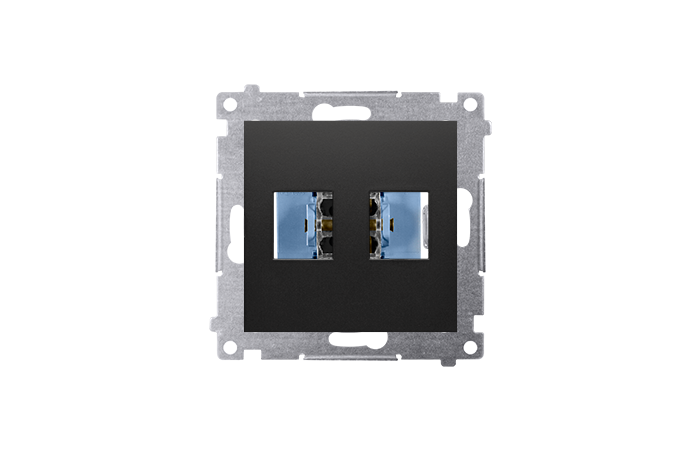 Pokrywa gniazd teleinformatycznych na Keystone płaska podwójna (moduł), czarny mat, Simon 54 | DKP2.01/49 Kontakt Simon