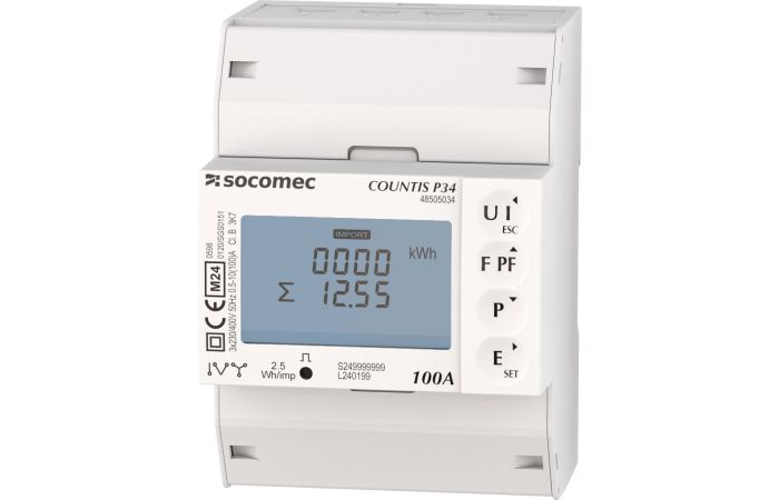 Licznik energii Countis P34 3PH 100A MODBU MID 3-faz., kWh, bezpośredni do 100A, RS485, Modbus, MID | 48505034 Socomec