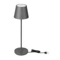 Lampka stołowa nocna V-TAC 2W LED 38cm ładowanie ściemnianie IP54 szara VT-7522 3000K 200lm | 3800157685474 LED EUROPE