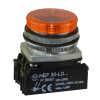 Lampka sygnalizacyjna NEF30LD 24-230V, Fi-30mm, diodowa, uniwersalna, klosz płaski, okrągły, żółta | W0-LDU1-NEF30LD G Promet