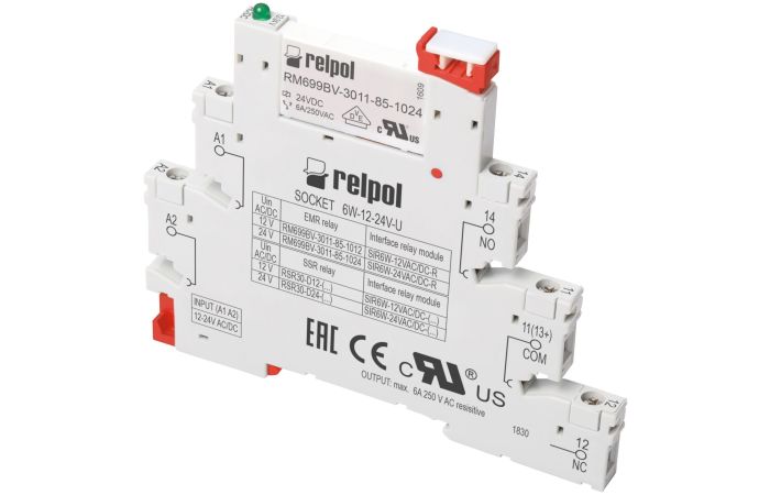 Przekaźnik Interfejsowy, 6A, SIR6W-24VAC/DC-R | 863751 Relpol
