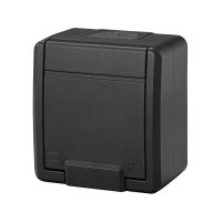 Gniazdo natynkowe pojedyncze z uziemieniem 2p+z  IP55, antracytowy, AQUANT 2K | 5041-17 Elektro-Plast Nasielsk