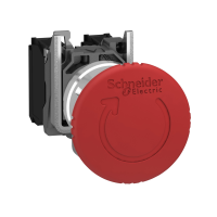 Przycisk sterowniczy Fi-22mm awaryjn zatrzymanie czerwony z blokiem odryglowania przez obrót 1NO+2NC | XB4BS84441 Schneider Electric