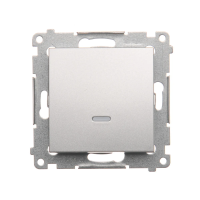 Łącznik jednobiegunowy z podświetleniem LED, 10AX, szybkozłącza, srebrny mat DW1L.01/43 Simon 54 | DW1L.01/43 Kontakt Simon