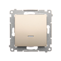 Łącznik jednobiegunowy z podświetleniem LED, 10AX, szybkozłącza, złoty mat DW1L.01/44 Simon 54 | DW1L.01/44 Kontakt Simon