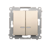 Łącznik świecznikowy z podświetleniem LED, IP44, 10AX, szybkozłącza, złoty mat DW5BL.01/44 Simon 54 | DW5BL.01/44 Kontakt Simon