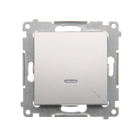 Łącznik schodowy z podświetleniem LED, 10AX, 250V, szybkozłącza, srebrny mat DW6L.01/43 Simon 54 | DW6L.01/43 Kontakt Simon