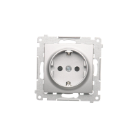 Gniazdo Schuko z przesłonami (moduł) 16A, 250V, szybkozłącza, srebrny mat DGSz1CZ.01/43 Simon 54 | DGSz1CZ.01/43 Kontakt Simon