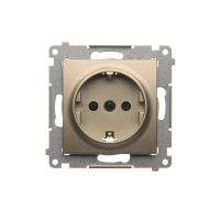 Gniazdo Schuko z przesłonami (moduł) 16A, 250V, szybkozłącza, złoty mat DGSz1CZ.01/44 Simon 54 | DGSz1CZ.01/44 Kontakt Simon
