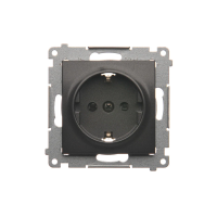 Gniazdo Schuko z przesłonami (moduł) 16A, 250V, szybkozłącza, antracyt DGSz1CZ.01/48 Simon 54 | DGSz1CZ.01/48 Kontakt Simon
