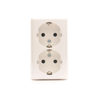Gniazdo podwójne Schuko n/t z przesłonami, 16A, 250V, szybkozłącza, biały EGSZ2SNZ/11 Simon 54 | EGSZ2SNZ/11 Kontakt Simon